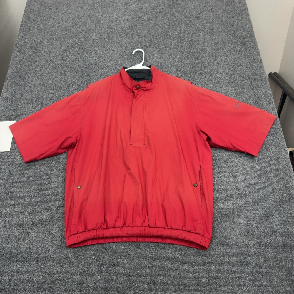 FootJoy Windbreaker Pullover Mens L Red Polyester Short Sleeve Mock Neck Golf